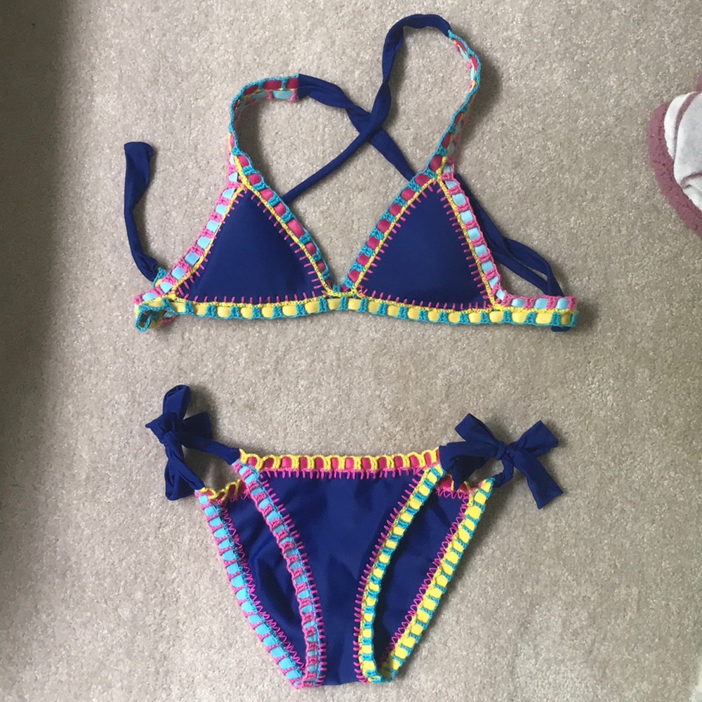 platinum swimwear blue bikini set